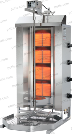 AKTIONSGERÄT Gyros-Grillgerät Typ POTIS GD4/S Flüssiggas I3+ 30/37 mbar, mit achteckiger Fettwanne 550x550, komplett (gyros grill POTIS GD4/S LPG I3+ 30/37 mbar, octagonal grease pan 550x550, complete