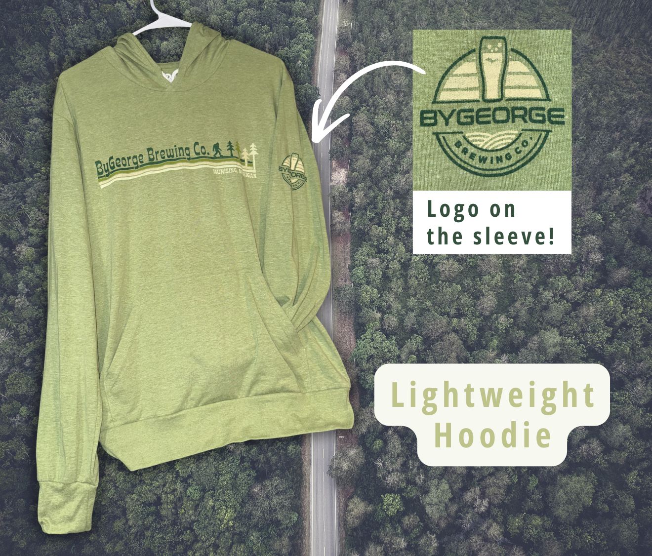 “Hiking with Bigfoot” Light Hoodie
