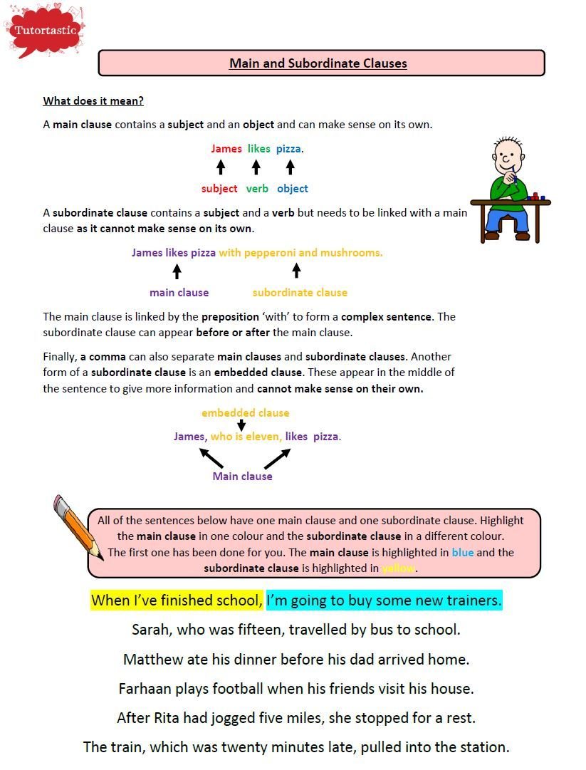 y6-grammar-main-subordinate-clauses