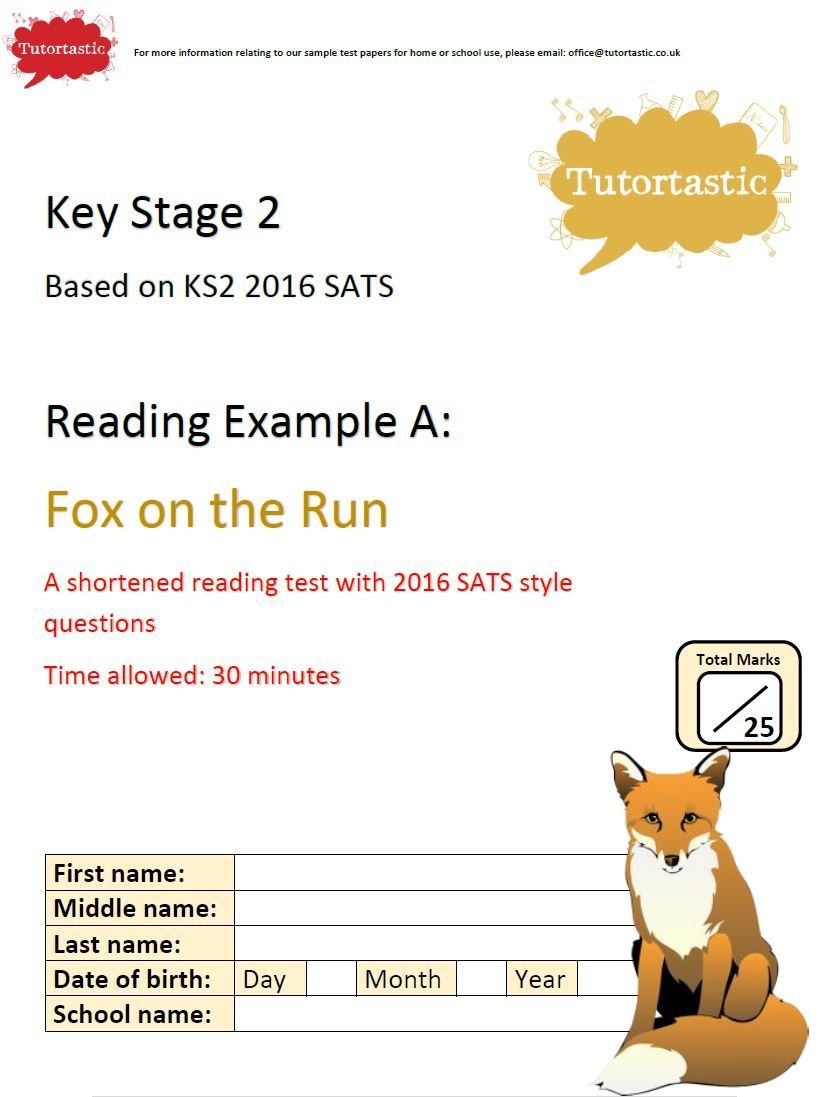 ks2 short reading comprehension fox on the run