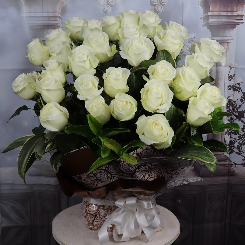 Large All White Roses arrangement