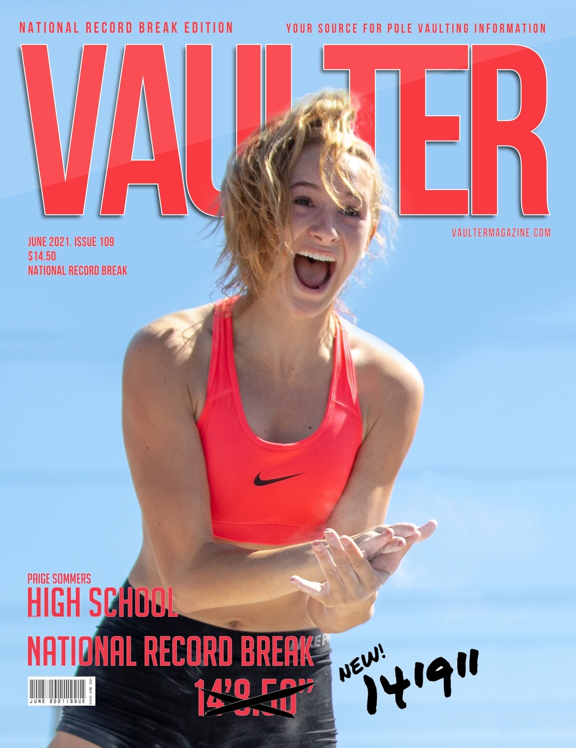 June 2021 Paige Sommers High School Record Break Issue of Vaulter Magazine - Digital Download