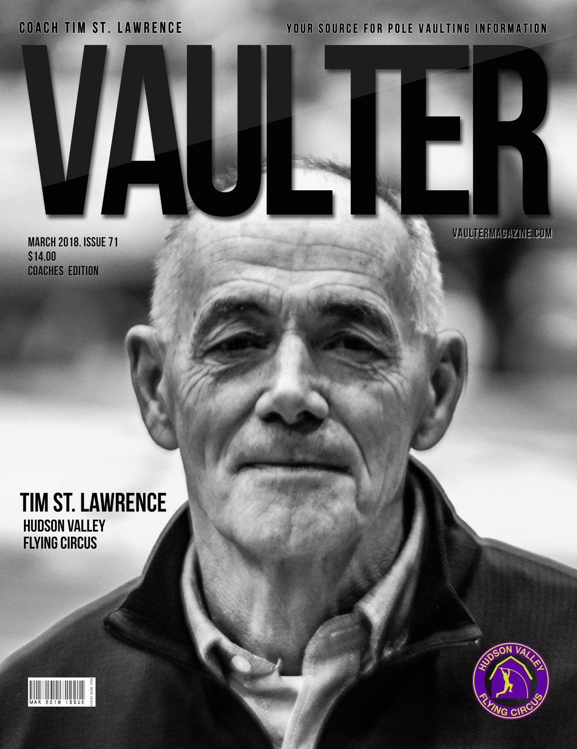 March 2018 Coach Tim St. Lawrence Issue  of Vaulter Magazine Cover Poster for Vaulter Magazine