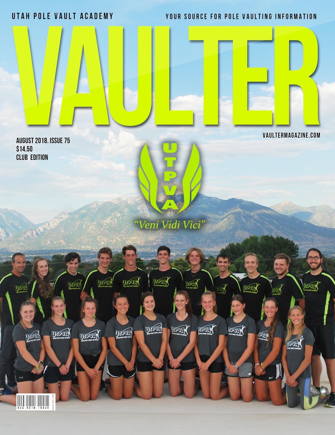 August 2018 Utah Pole Vault Academy Cover Poster for Vaulter Magazine