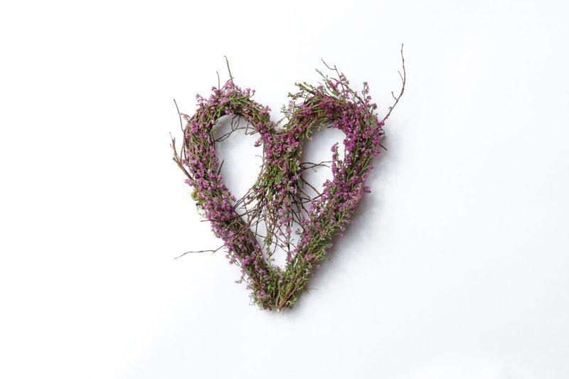 Small Heather/Blueberry Heart Wreath Case of 6