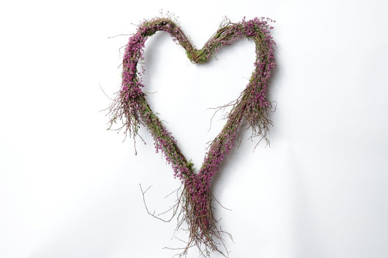 Large Heather/Blueberry Heart Wreath Case of 6