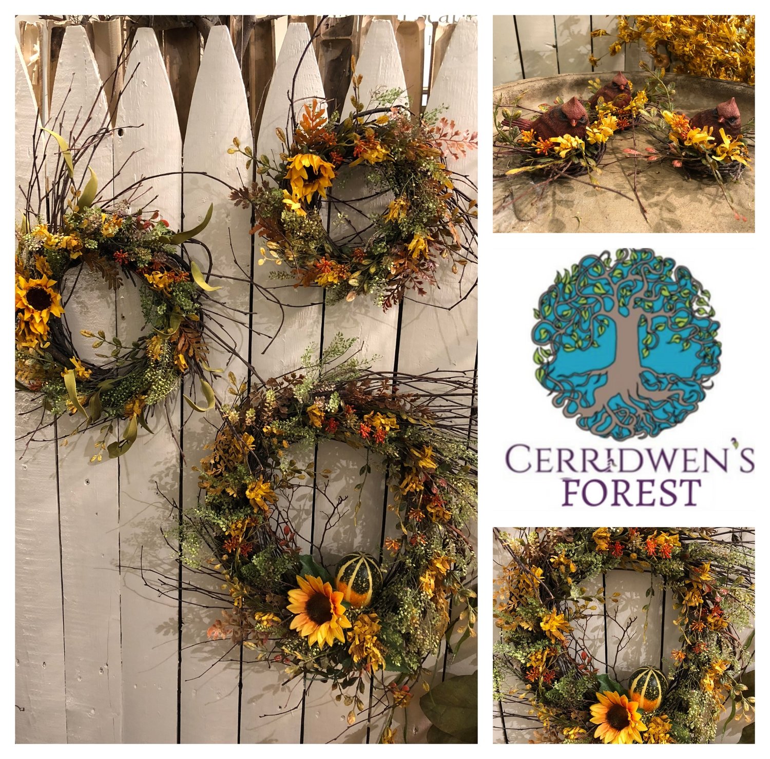 Birch Sunflower & Cardinal Wreath Mix - Case of 8