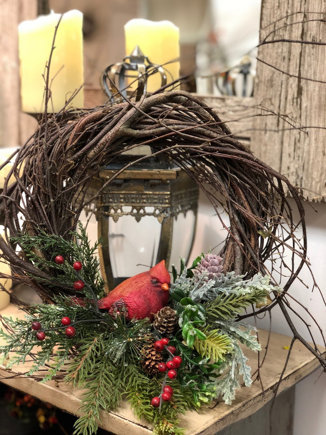 9" Christmas Cardinal Wreath - Case of 4