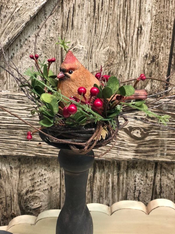 2" Christmas Cardinal Wreath- Case of 12 (assorted)