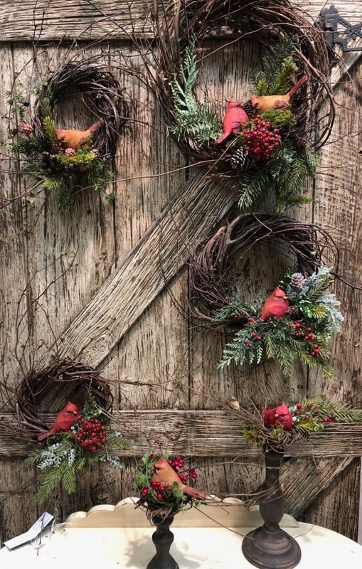 BEST VALUE! Christmas Cardinal Wreaths Set of 12 (includes: 2-12", 2-9", 2-6", 6-2")