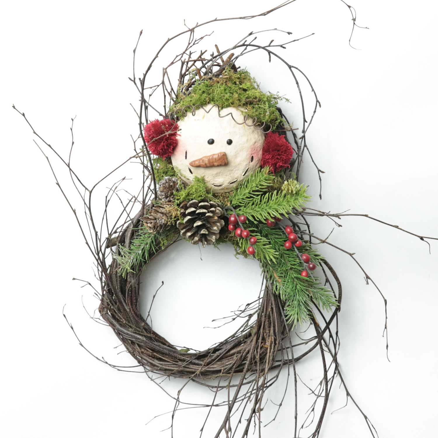 Snowman Mache Head/Birch 4,6" - Case of 8