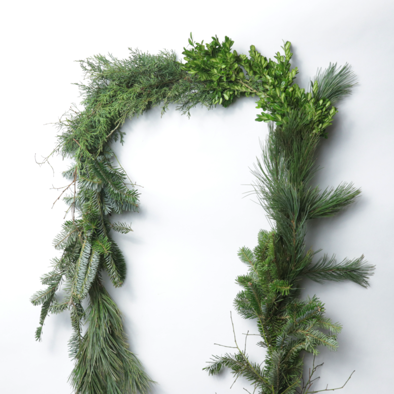 10 Yards #4 Mixed Greens Garland Deluxe - Case of 4  (Fraser Fir, White Pine, Juniper, Boxwood & Blueberry)