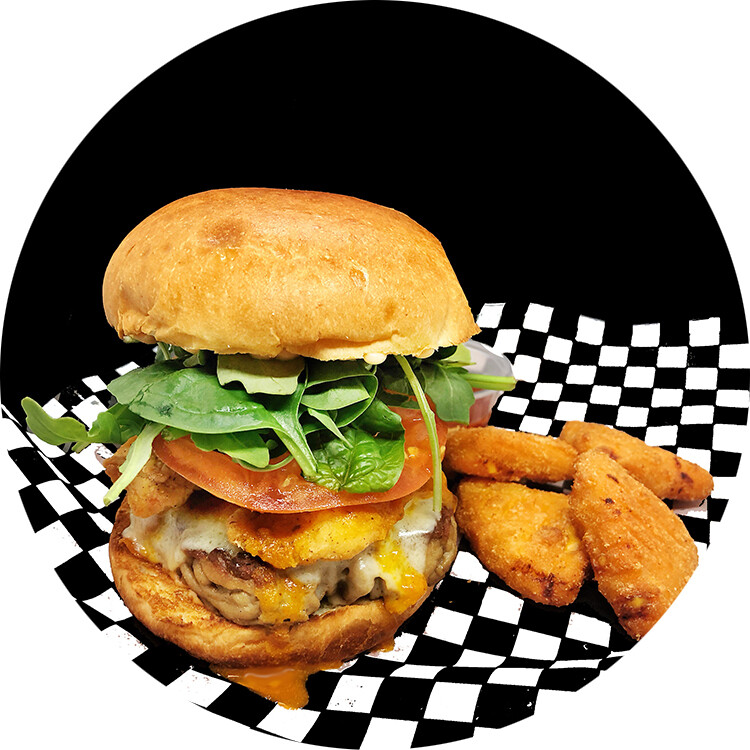 Ranch Chicken Burger with Curly Fries (double protein)