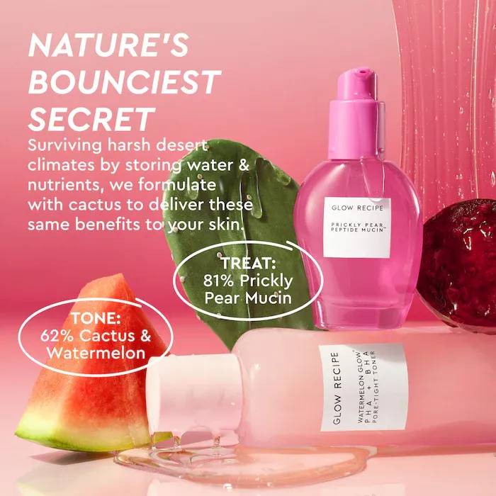 Glow Recipe  Prickly Pear Peptide Bouncy + Hydrating Skin Barrier Vegan Mucin Serum