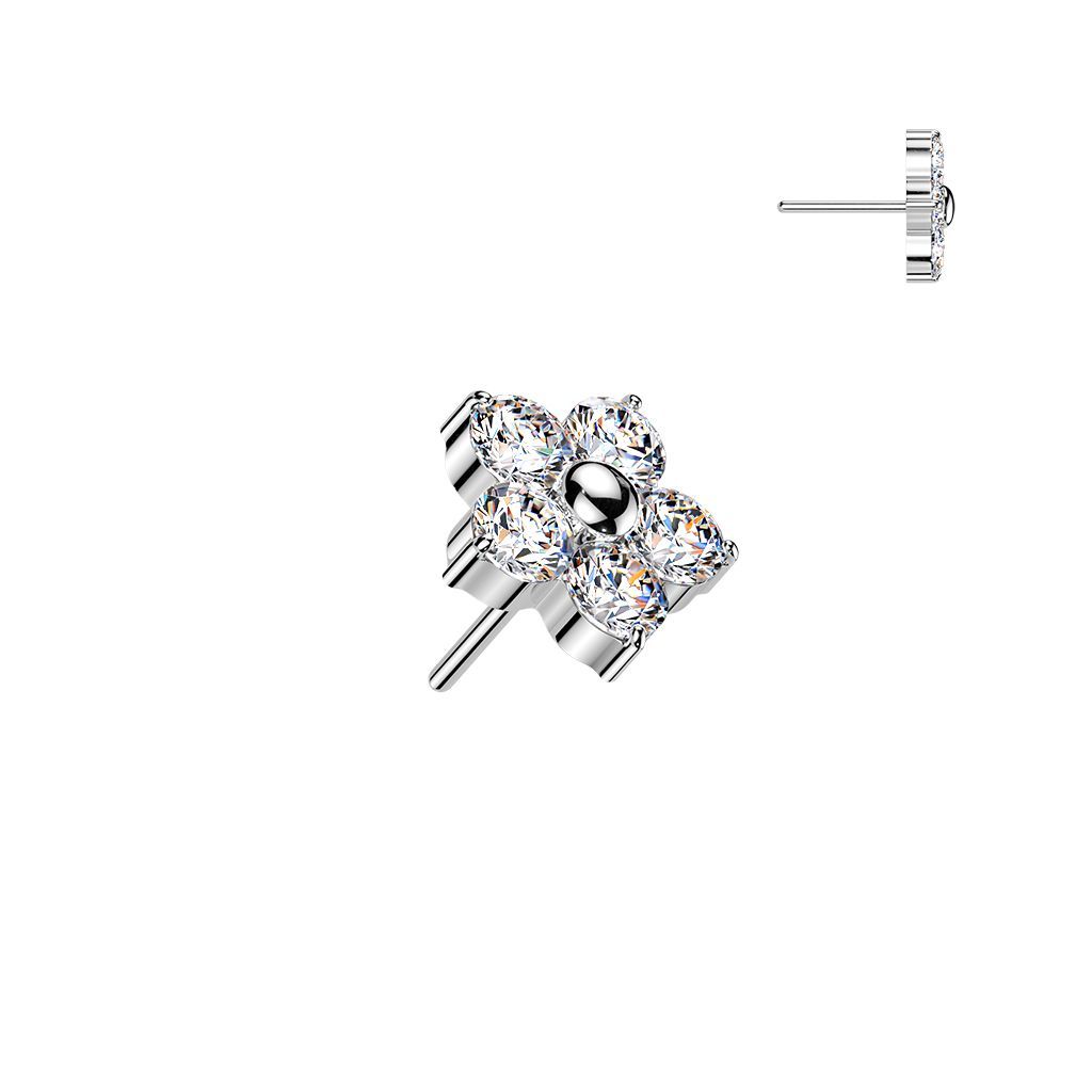 Jeweled Flower Flatback (silver)