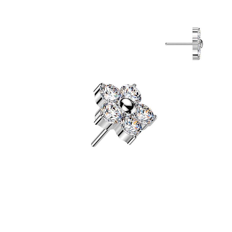 Jeweled Flower Flatback (silver)