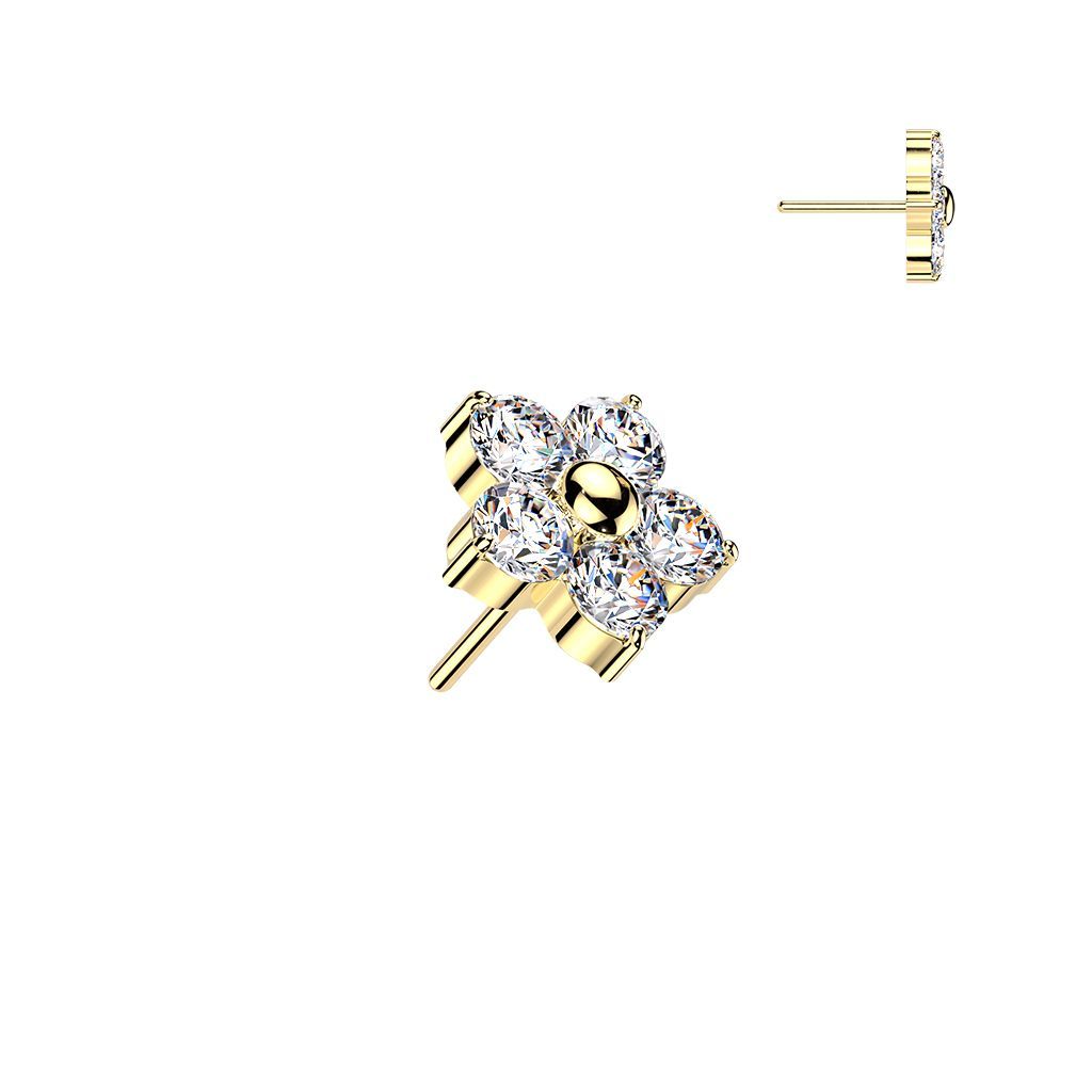 Jeweled Flower Flatback (gold)