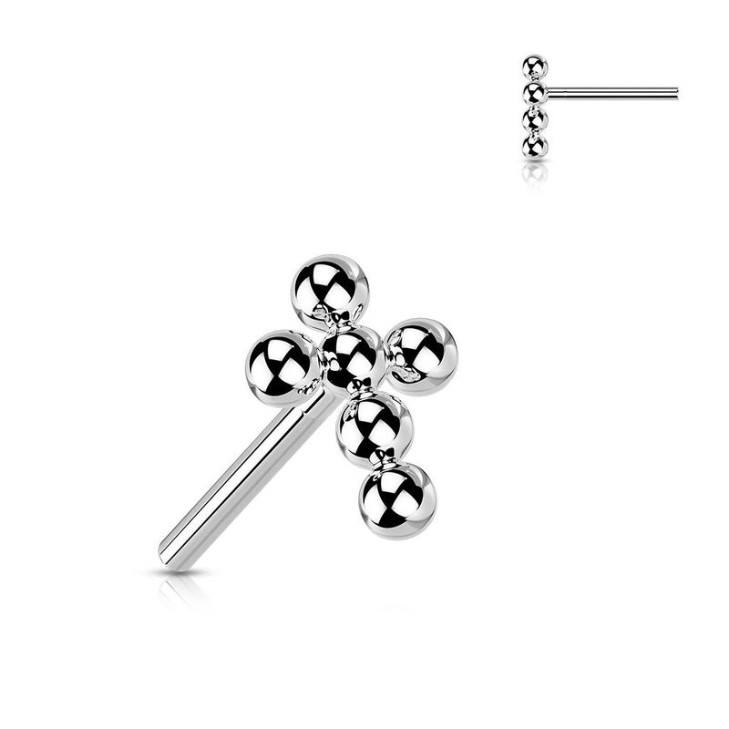 Beaded Cross Flatback (silver)