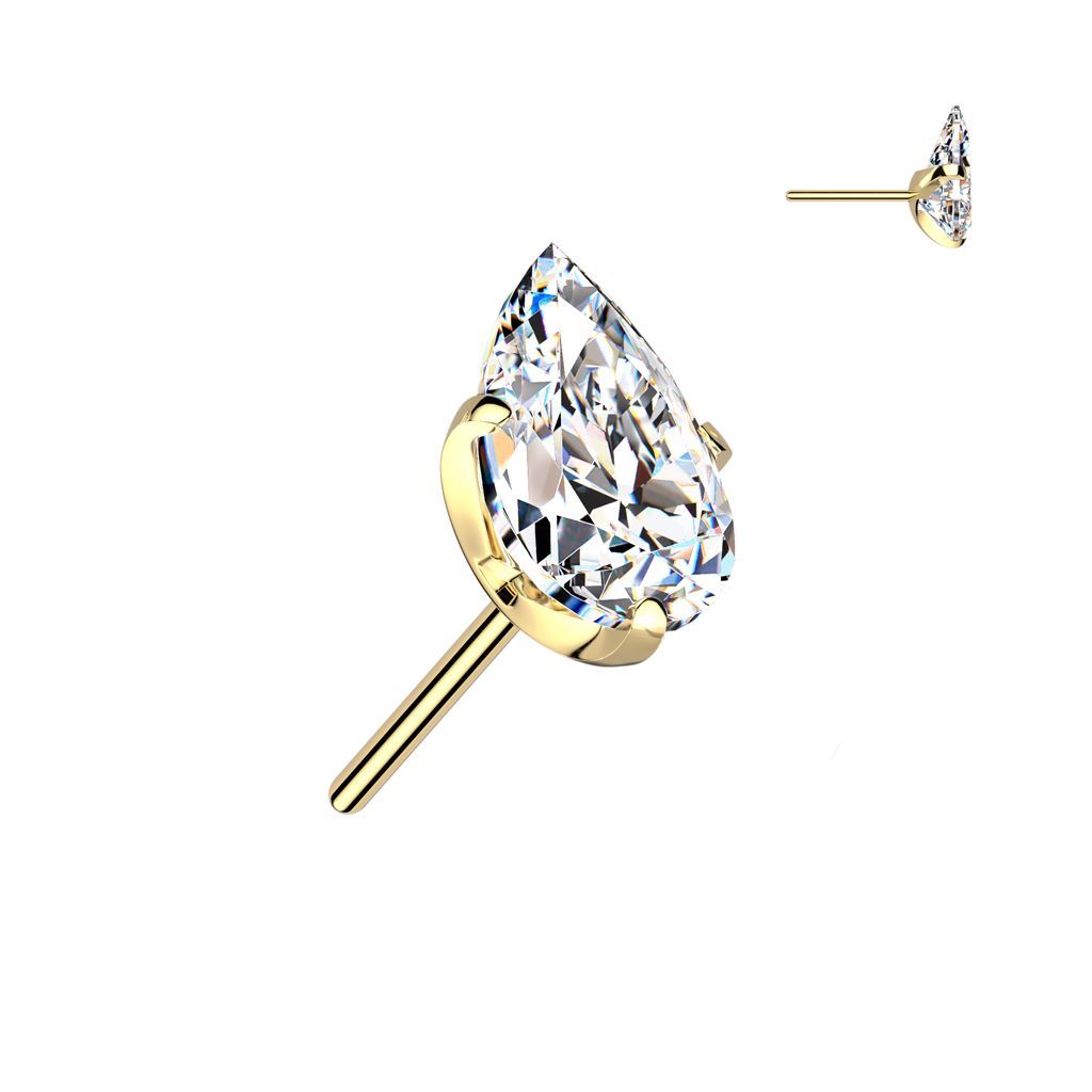 Teardrop CZ flatback (gold)