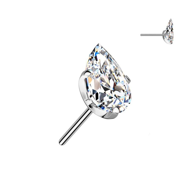 Teardrop CZ flatback (silver)