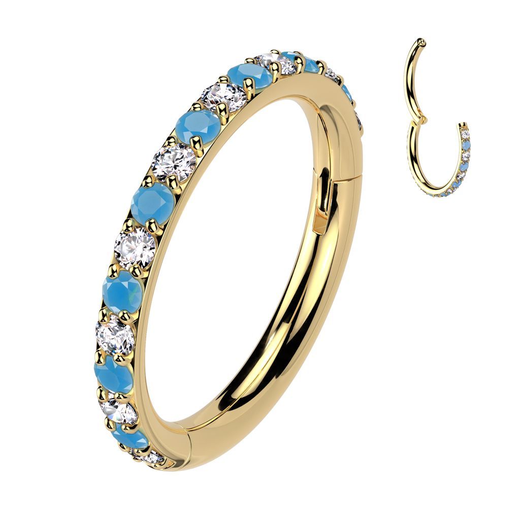 Turquoise CZ Hoop (gold)
