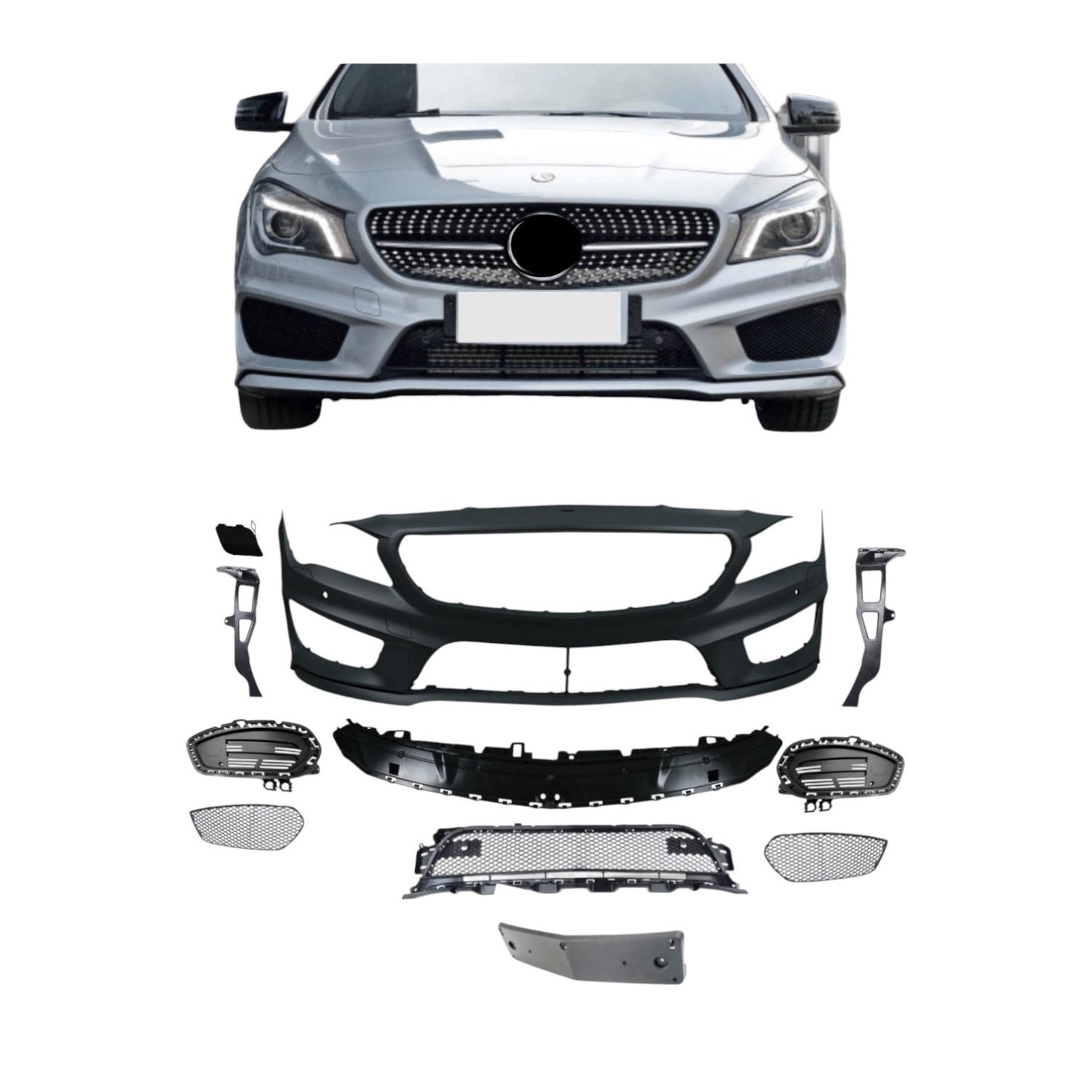 Bumper Complete Front C117 P/F for Mercedes Benz CLA-CLASS, Alternate Variantations: W/O PDC