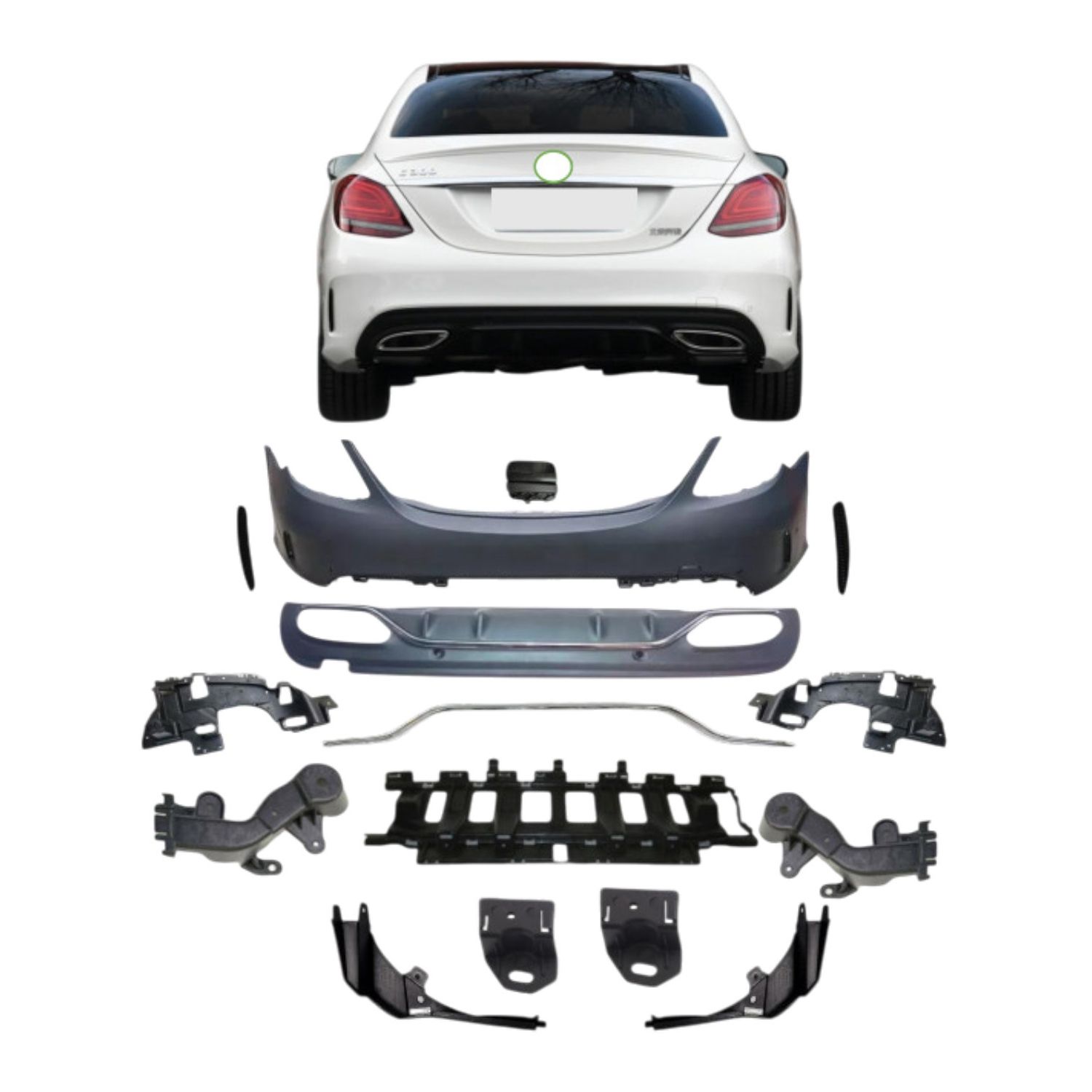 Bumper Complete Rear W205 F/L AMG for Mercedes-Benz C-Class