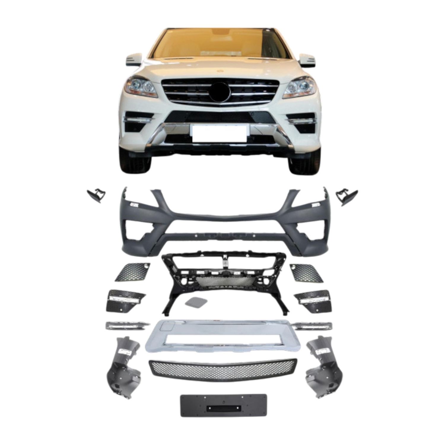 Bumper Complete Front W166 for Mercedes-Benz ML-CLASS, Directional Variantions: W/ PDC