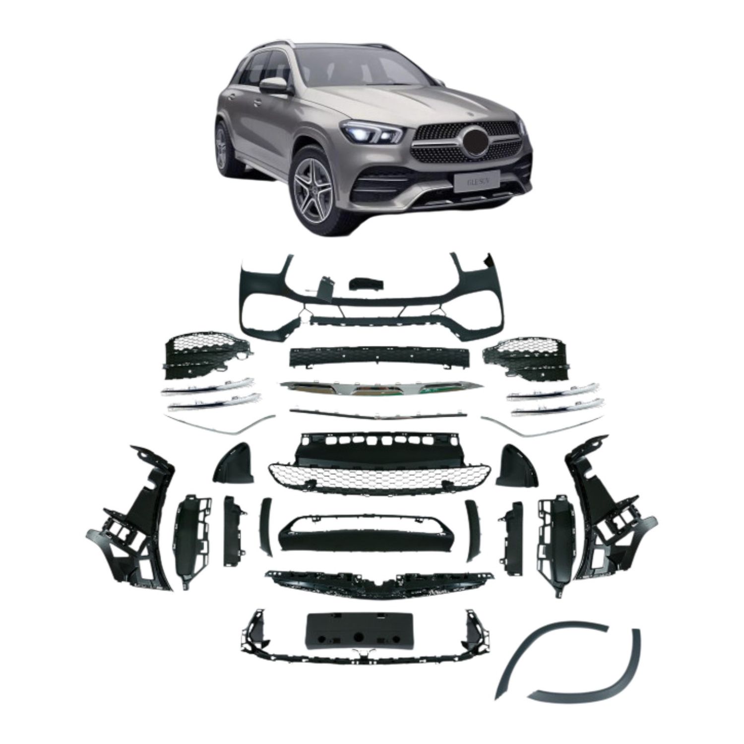 Bumper Complete Front W167 for Mercedes-Benz GLE-CLASS, Alternate Variantations: W/ PDC