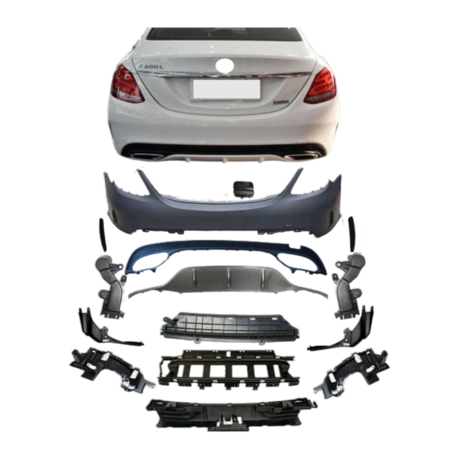 Bumper Complete Rear W205 P/F for Mercedes-Benz C-CLASS Bumper Complete Rear W205 P/F for Mercedes-Benz C-CLASS, Alternate Variantations: W/ PDC