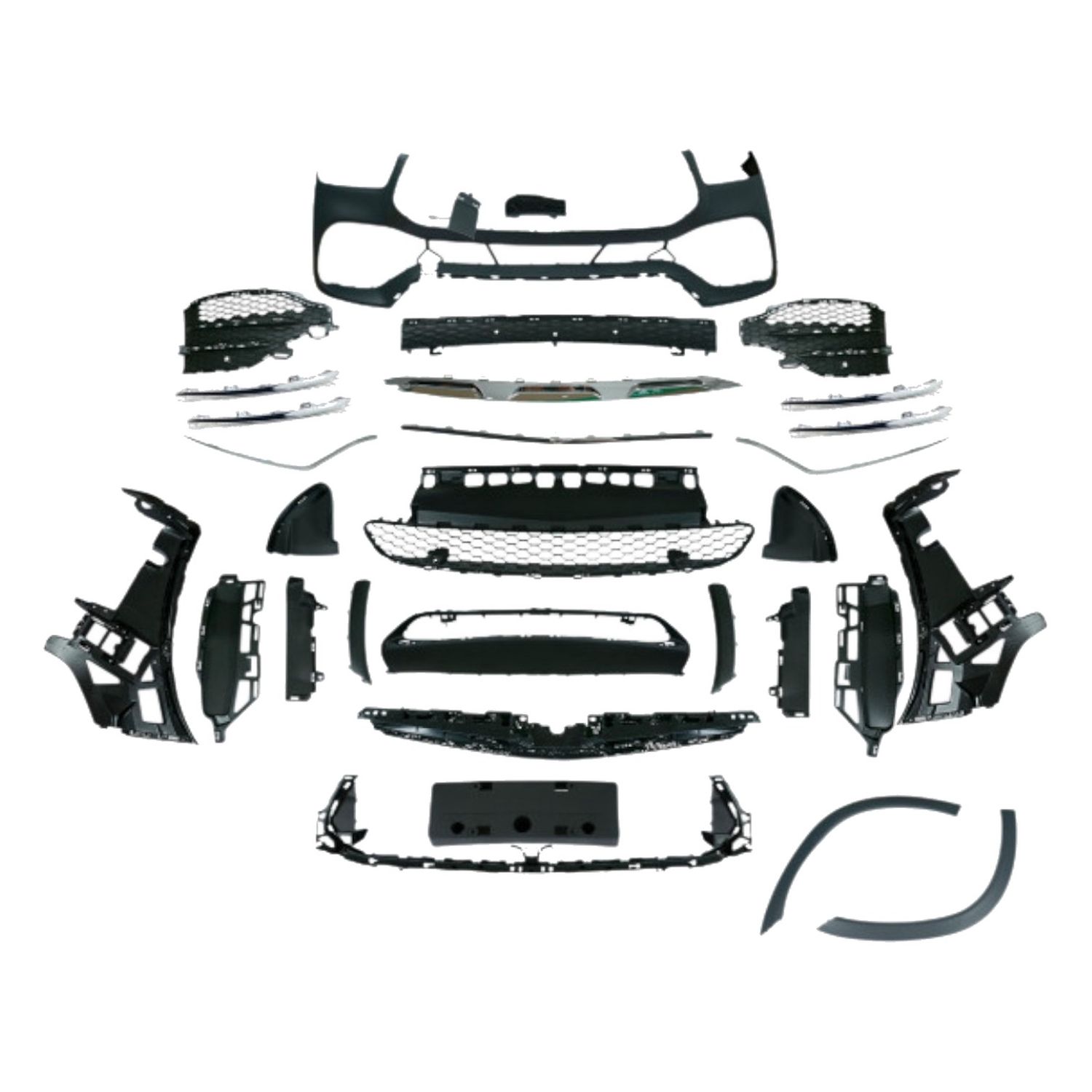 Compatible Complete Front Bumper for Mercedes-Benz GLE-Class W167 Pre-Facelift AMG Line look (2019–2023), Ref 1678855203, Version: W/ PDC