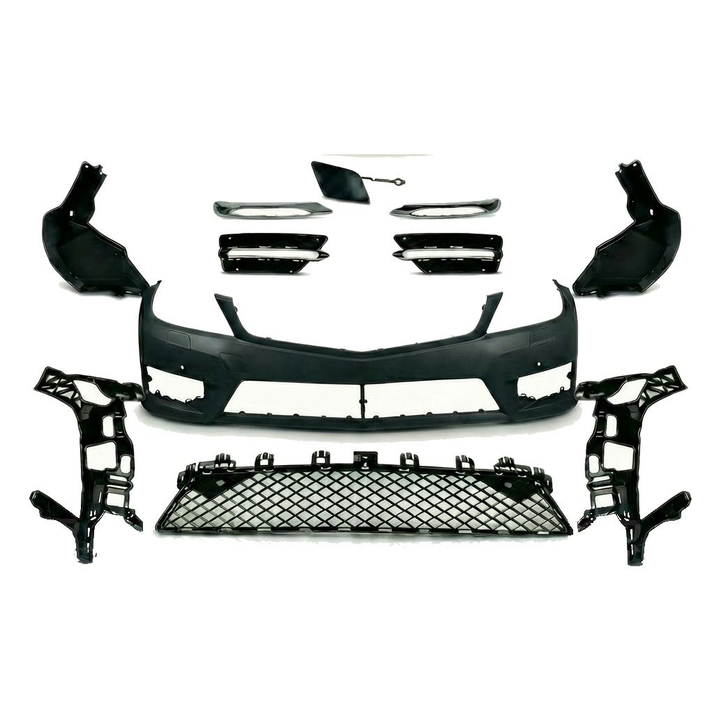 Compatible Complete Front Bumper for Mercedes-Benz C-Class W204 Facelift AMG Line look (2011–2014), Ref 2048808347, Version: W/ PDC