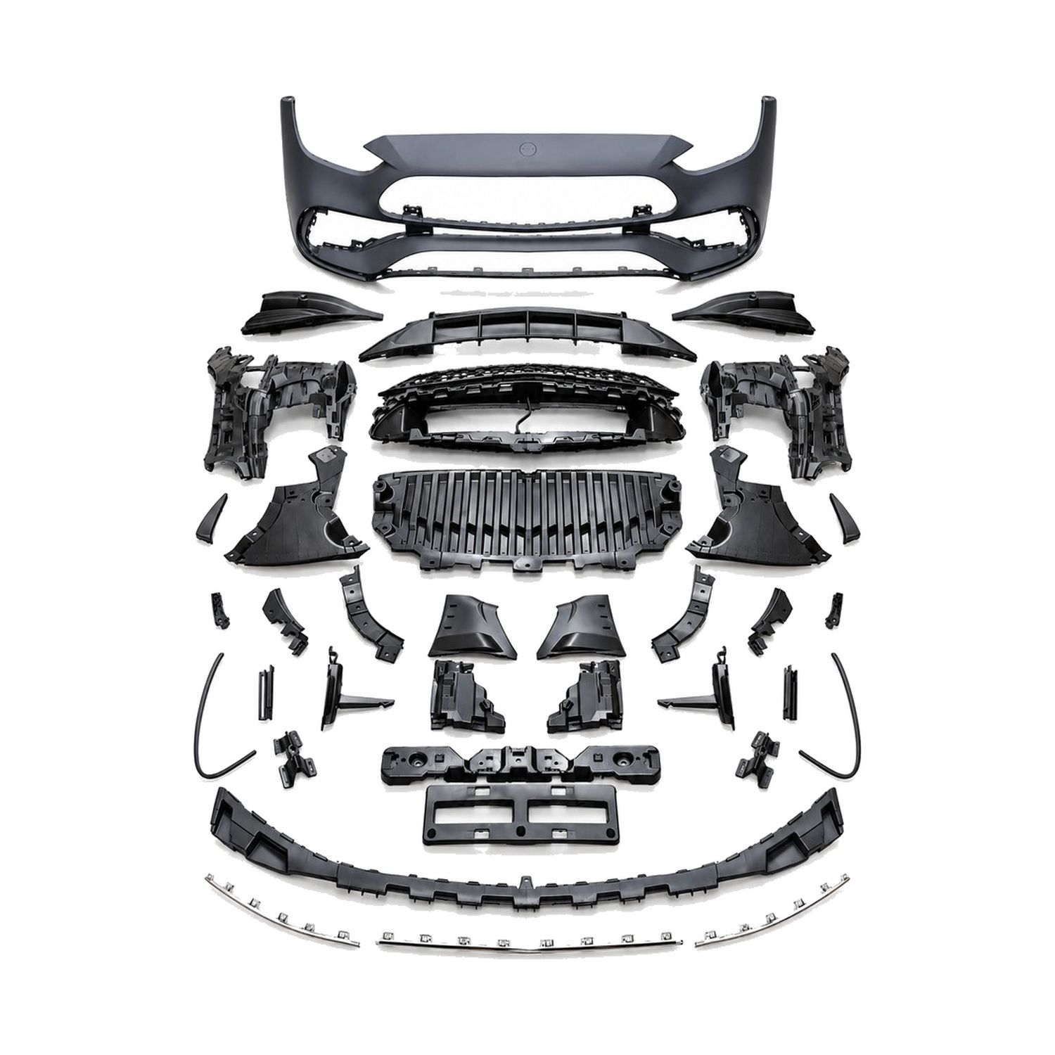 Compatible Complete Front Bumper for Mercedes-Benz C-Class W206 Pre-Facelift AMG Line look (2021–2023), Ref 2068859201, Position: W/ PDC