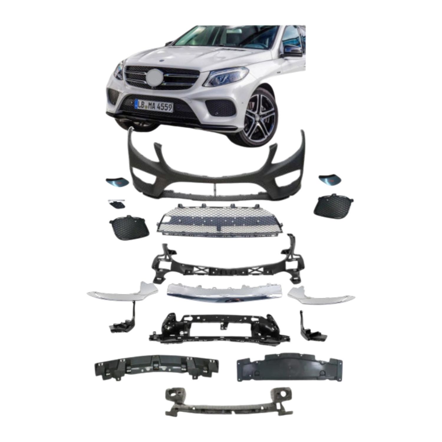 Bumper Complete Front W166 for Mercedes-Benz GLE-CLASS, Directional Variantions: W/ PDC