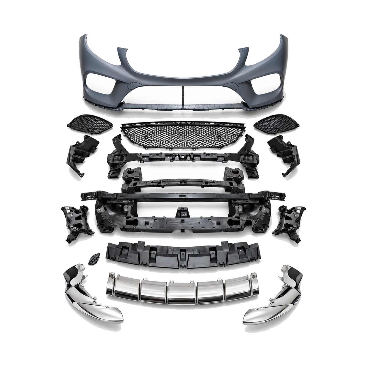 Compatible Complete Front Bumper for Mercedes-Benz GLE-Class W166 AMG Line look (2015–2018), Ref 1668851638, Position: W/ PDC