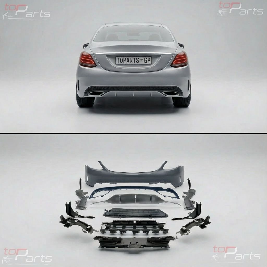 Bumper Complete Rear W205 P/F for Mercedes-Benz C-CLASS, Alternate Variantations: W/ PDC