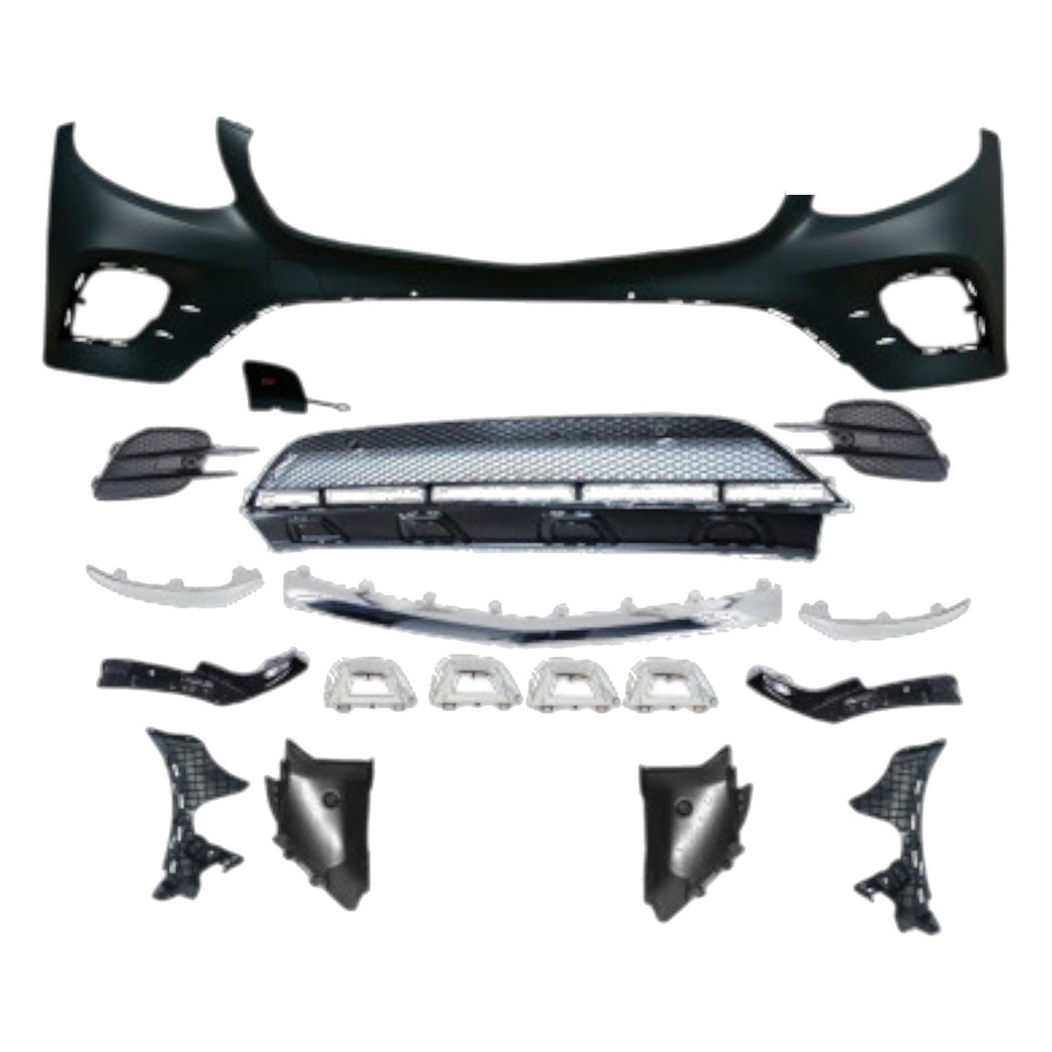 Compatible Complete Front Bumper for Mercedes-Benz GLC-Class X253 Pre-Facelift (2016–2019), Ref 2538851101, Version: W/ PDC