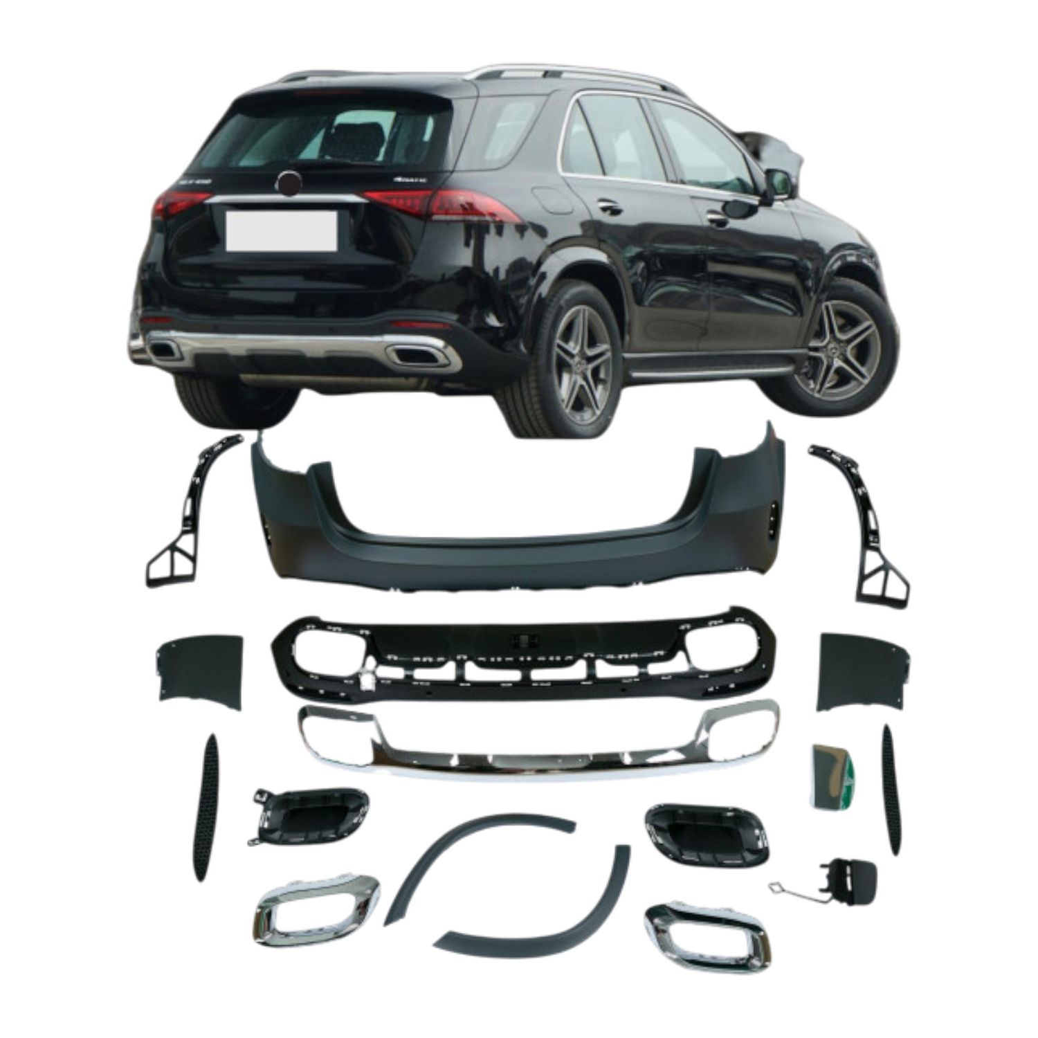 Bumper Complete Rear W167 P/F AMG for Mercedes-Benz GLE-CLASS, Alternate Variantations: W/ PDC