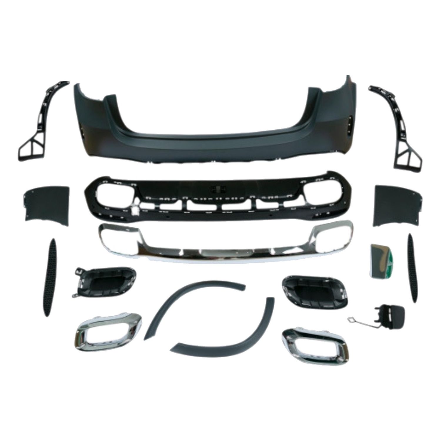 Compatible Complete Rear Bumper for Mercedes-Benz GLE-Class W167 Pre-Facelift (2019–2023), Ref 1678851203, Version: W/ PDC