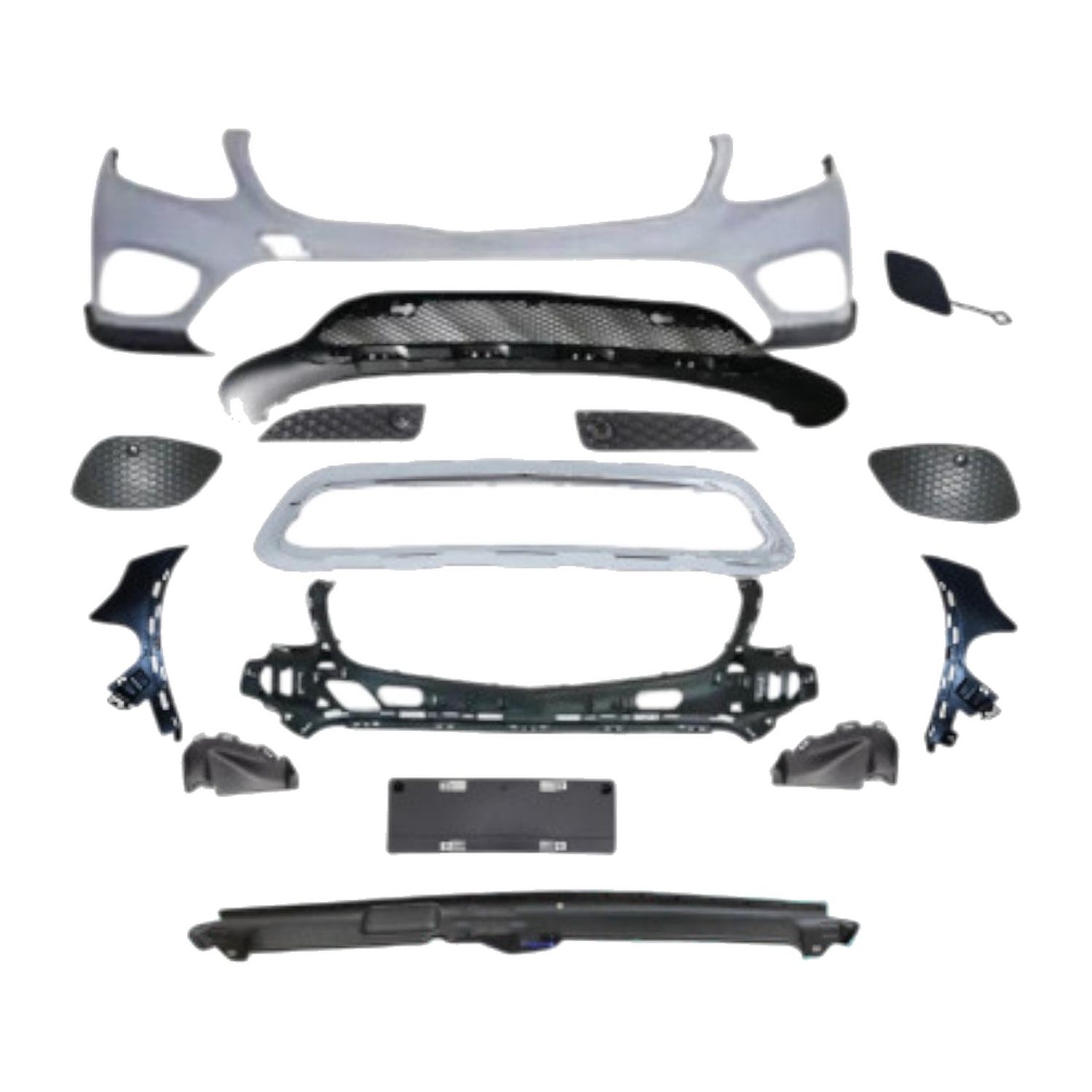 Compatible Complete Front Bumper for Mercedes-Benz GLC-Class X253 Pre-Facelift Standard trim (2016–2019), Ref 2538850001