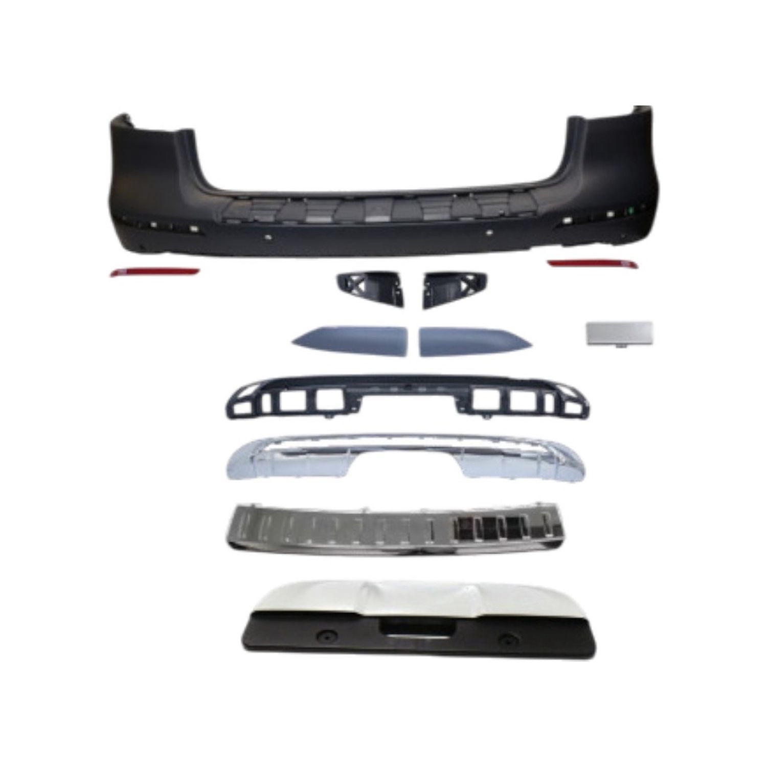 Compatible Complete Rear Bumper for Mercedes-Benz ML-Class W166, Ref 1668850625