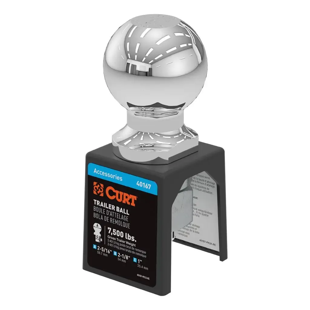 2-5/16" Trailer Ball (1" x 2-1/8" Shank, 7,500 lbs., Chrome, Packaged)