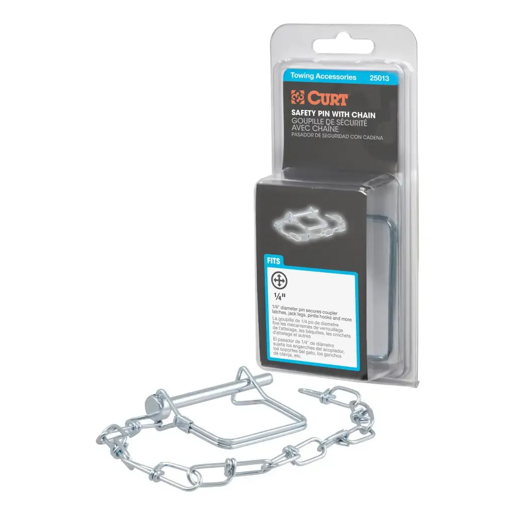 1/4 1/4" Safety Pin with 12" Chain (2-3/4" Pin Length, Packaged)