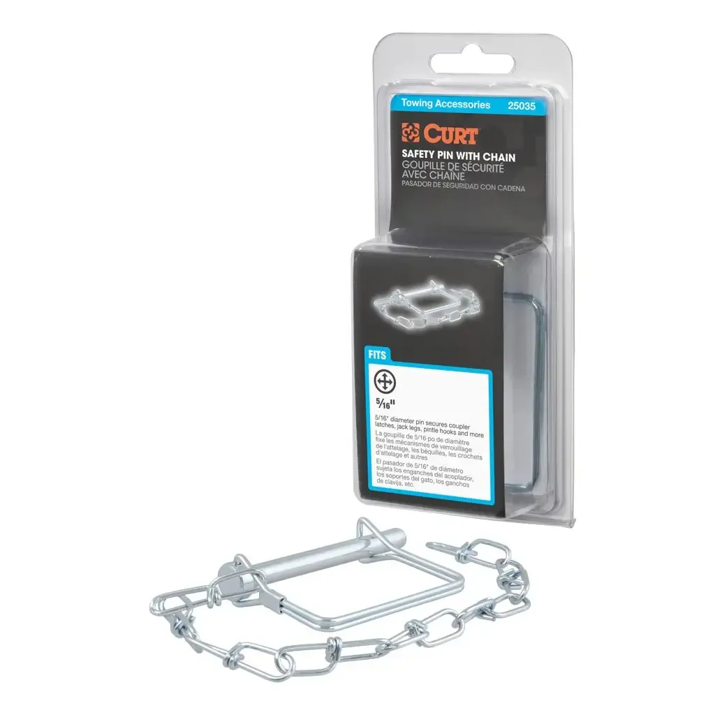 5/16 5/16" Safety Pin with 12" Chain (3" Pin Length, Packaged)