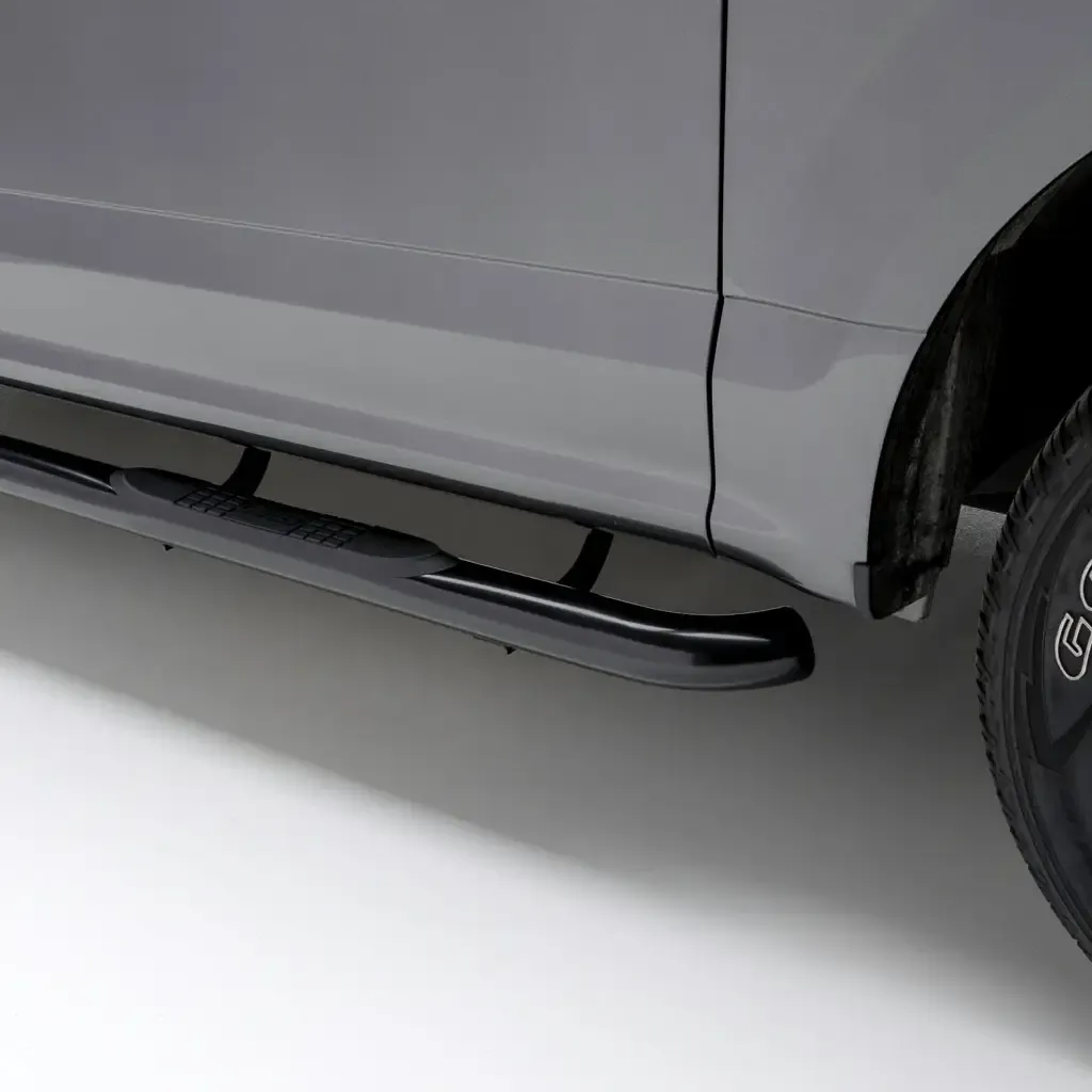 3" Round Black Steel Side Bars, Select Silverado, Sierra 1500 Extended Cab