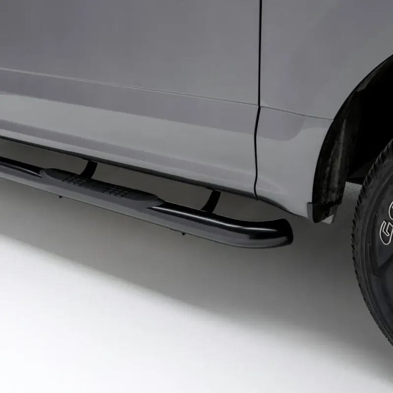 3" Round Black Stainless Side Bars, Select Chevrolet Silverado, GMC Sierra 1500