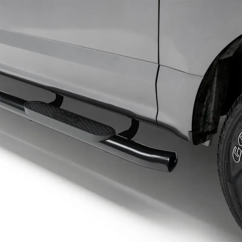 4" Black Steel Oval Side Bars, Select Ford F-150, F-250, F-350, F-450, F-550
