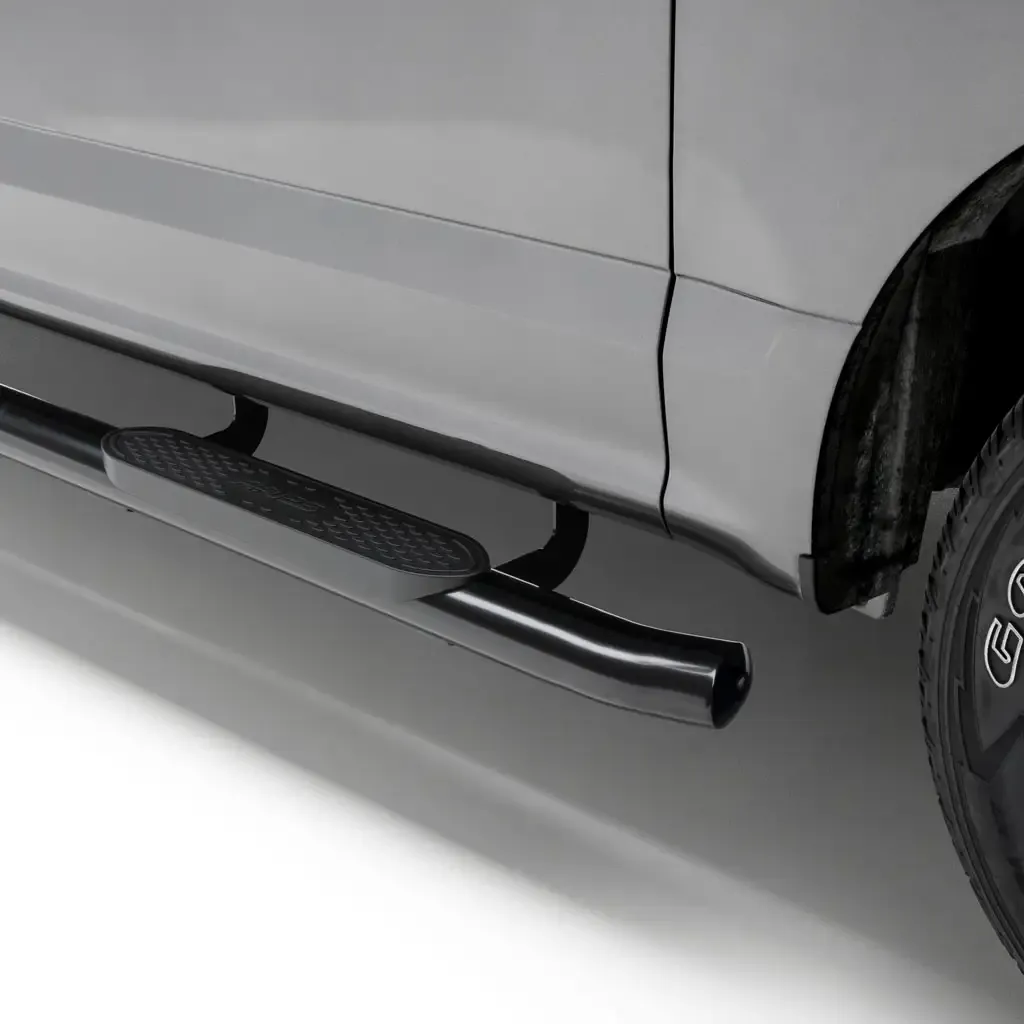 4" Black Steel Oval Side Bars, Select Silverado, Sierra 1500, 2500, 3500 Crew