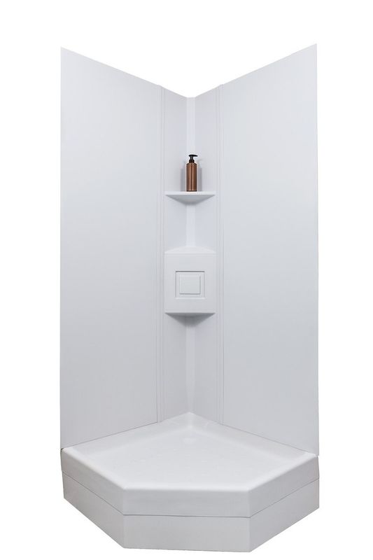 Icon 15246 Shower Surround; 2 Piece Design; 72 Inch x 27 Inch Neo Angle Shower;