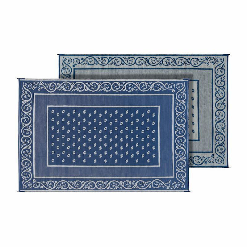 Faulkner 48701 Patio Mat; Vineyard Design; 12 Foot Length x 9 Foot Width; Blue;